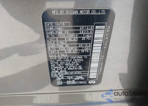 2019 Infiniti Qx50 Luxe z USA, uszkodzony, nr VIN 3PCAJ5M11KF107371